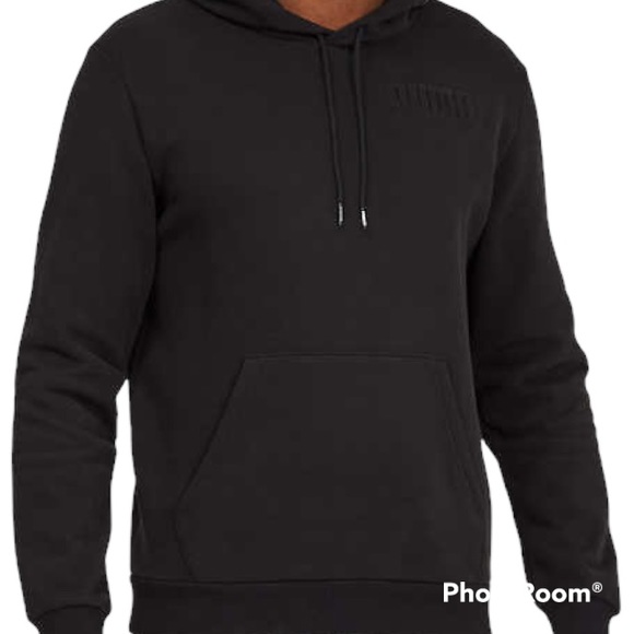 Puma Fleece Sweatshirt SM Puma Fleece Hoodie BLACK Logo Cotton-Blend SMALL Hood - Picture 5 of 15
